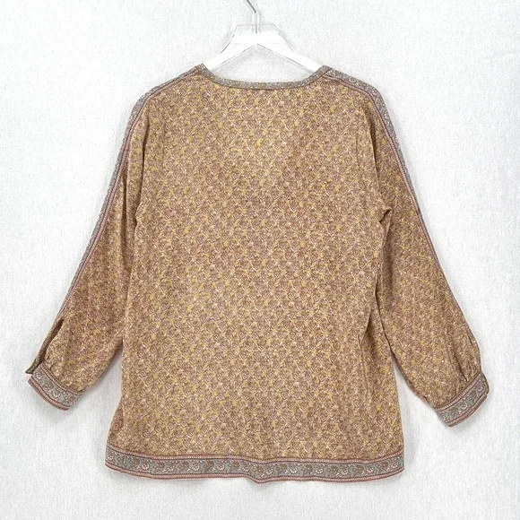 CALYPSO ST. BARTH Shirt Womens Small Gold Brown Printed Silk Long Sleeve Tunic - Picture 2 of 16